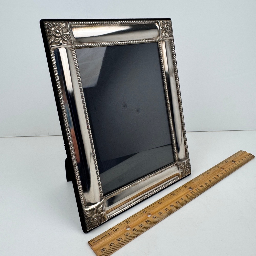 Vtg 5x7 Godinger Silver Plated Picture Frame Easel back Wall Floral Corners